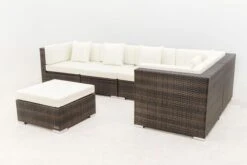 OUTFLEXX Loungemöbel-Set, 5 Pers, Braun Marmoriert, Polyrattan, Wasserfeste Kissenbox, Inkl. Beistelltisch -Aerocove Gartenlounge Geschaft 10 16064 BOX B.jpg