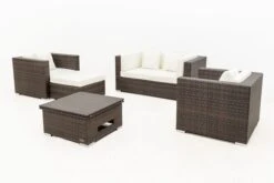 OUTFLEXX Loungemöbel-Set, Polyrattan, Braun Marmoriert, 5 Pers, Wasserfeste Kissenbox, Inkl. Loungetisch -Aerocove Gartenlounge Geschaft 10 16066 BOX D.jpg
