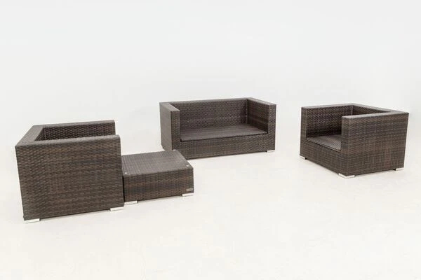 OUTFLEXX Loungemöbel-Set, Polyrattan, Braun Marmoriert, 5 Pers, Wasserfeste Kissenbox 11 OUTFLEXX Loungemöbel-Set, Polyrattan, Braun Marmoriert, 5 Pers, Wasserfeste Kissenbox – Bild 11
