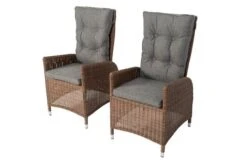 OUTFLEXX 2er Set Dining Sessel, Hellbraun, Polyrattan, 55 X 65 X 112 Cm, Rücken Stufenlos Verstellbar