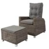 OUTFLEXX Dining Sessel, Grau, Polyrattan, 74 X 83 X 110 Cm, Stufenlos Verstellbar, Inkl. Hocker