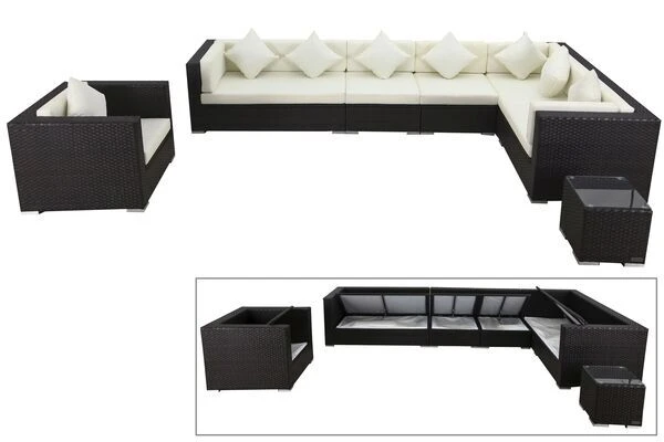 OUTFLEXX Loungemöbel-Set, Braun, Polyrattan, Für 8 Personen, Wasserfeste Kissenbox 1 OUTFLEXX Loungemöbel-Set, Braun, Polyrattan, Für 8 Personen, Wasserfeste Kissenbox