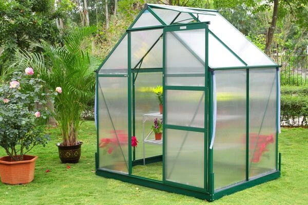 OUTFLEXX Gewächshaus, Grün, Alu/Polycarbonat, 4 Mm, Inkl. Fundament, Pulverb. 133 X 195 X 205 Cm 1 OUTFLEXX Gewächshaus, Grün, Alu/Polycarbonat, 4 Mm, Inkl. Fundament, Pulverb. 133 X 195 X 205 Cm
