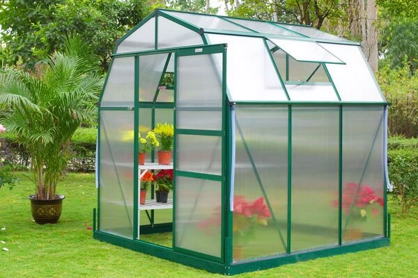 OUTFLEXX Gewächshaus, Grün, Alu/Polycarbonat, 6mm, Inkl. Fundament, Pulverb. 195 X 195 X 205 Cm 1 OUTFLEXX Gewächshaus, Grün, Alu/Polycarbonat, 6mm, Inkl. Fundament, Pulverb. 195 X 195 X 205 Cm