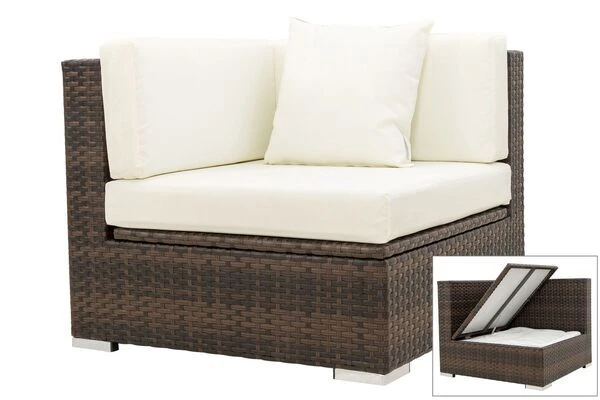 OUTFLEXX Eckelement, Braun Marmoriert, Polyrattan, 85 X 85 X 70 Cm, Wasserfeste Kissenbox 1 OUTFLEXX Eckelement, Braun Marmoriert, Polyrattan, 85 X 85 X 70 Cm, Wasserfeste Kissenbox