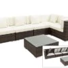 OUTFLEXX Loungemöbel-Set, 5 Pers, Braun Marmoriert, Polyrattan, Wasserfeste Kissenbox, Inkl. Beistelltisch