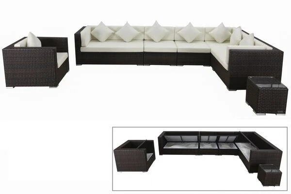 OUTFLEXX Loungemöbel-Set, Braun Marmoriert, Polyrattan, 8 Pers, Wasserfeste Kissenbox 1 OUTFLEXX Loungemöbel-Set, Braun Marmoriert, Polyrattan, 8 Pers, Wasserfeste Kissenbox