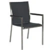 STERN Polaris Stapelsessel, Silbergrau/schwarz, Edelstahl/Textil, 61 X 54 X 89 Cm, Alu Armlehnen