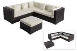 OUTFLEXX Loungemöbel-Set, Braun, Polyrattan, 6 Personen, Wasserfeste Kissenbox