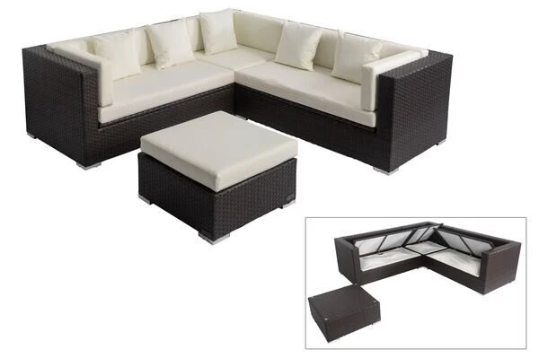 OUTFLEXX Loungemöbel-Set, Braun, Polyrattan, 6 Personen, Wasserfeste Kissenbox 1 OUTFLEXX Loungemöbel-Set, Braun, Polyrattan, 6 Personen, Wasserfeste Kissenbox