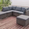 OUTFLEXX Loungemöbel-Set, Grau, Polyrattan, 6 Personen, Verstellbare Sitzflächen, Wasserfeste Kissenbox