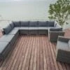 OUTFLEXX Loungemöbel-Set, Grau, Polyrattan, 10 Personen, Mit Sessel, Verstellbare Sitzflächen, Wasserfeste Kissenbox
