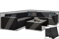 OUTFLEXX Premium Abdeckhaubenset, Für Sitzgruppe, Z.B. 18519, Schwarz, 261x327x77cm + 2x 92x47x37cm, Wasserbeständig
