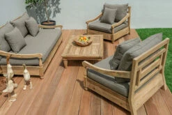 OUTFLEXX Loungemöbel, Natur/grau, Recycled FSC®-Teak/Olefin, 4 Sitzplätze, Inkl. Polster
