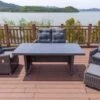 OUTFLEXX Sitzgruppe, Grau, Polyrattan, Tisch 200x95cm, Spraystone, 6mm, 2-Sitzer + 2 Sessel + Hocker