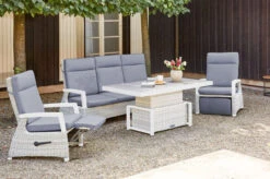 SIENA GARDEN Corido Loungeset, Ice Grey, Alu / Gardino®-Geflecht, 2 Relaxsessel + 3er Sofa, Stufenloser Lifttisch 160x90x47-71cm