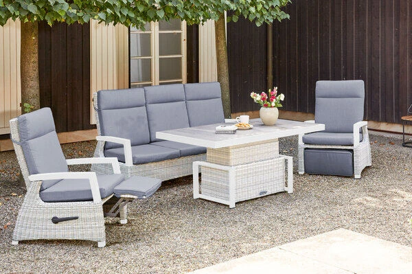 SIENA GARDEN Corido Loungeset, Ice Grey, Alu / Gardino®-Geflecht, 2 Relaxsessel + 3er Sofa, Stufenloser Lifttisch 160x90x47-71cm 1 SIENA GARDEN Corido Loungeset, Ice Grey, Alu / Gardino®-Geflecht, 2 Relaxsessel + 3er Sofa, Stufenloser Lifttisch 160x90x47-71cm