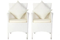 OUTFLEXX 2er-Set Sessel, Weiß, Polyrattan, Inkl. Polster Und Kissen