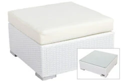 OUTFLEXX Beistelltisch/Hocker, Weiß, Polyrattan, Inkl. Glasplatte Und Polster