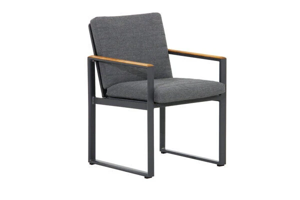 OUTFLEXX Alexander Stuhl, Mattgrau, Alu/Teak, 58x55x81cm, MitArmlehnen, Inkl. Polster 1 OUTFLEXX Alexander Stuhl, Mattgrau, Alu/Teak, 58x55x81cm, MitArmlehnen, Inkl. Polster