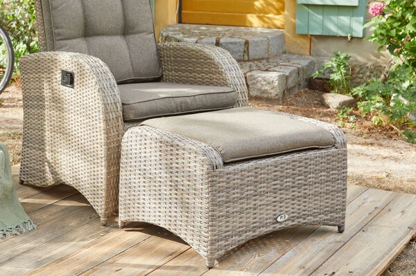 Ploß Rabida Hocker, Champagner-meliert, Polyrattan, 71x52x42 Cm, Zu Loungesessel, Inkl. Polster 1 Ploß Rabida Hocker, Champagner-meliert, Polyrattan, 71x52x42 Cm, Zu Loungesessel, Inkl. Polster