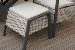 Ploß Louvra 2 Design-Fußhocker, Natur-anthrazit, Polyrattan, 59x55x46cm, Inkl. Polster