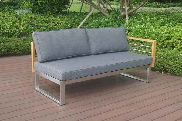 OUTFLEXX Ecklounge, Natur/grau, Edelstahl/Teak, 5 Personen, Inklusive Sessel Und Multifunktionstisch 100 X 70 Cm, Lehne Links 7 OUTFLEXX Ecklounge, Natur/grau, Edelstahl/Teak, 5 Personen, Inklusive Sessel Und Multifunktionstisch 100 X 70 Cm, Lehne Links – Bild 7