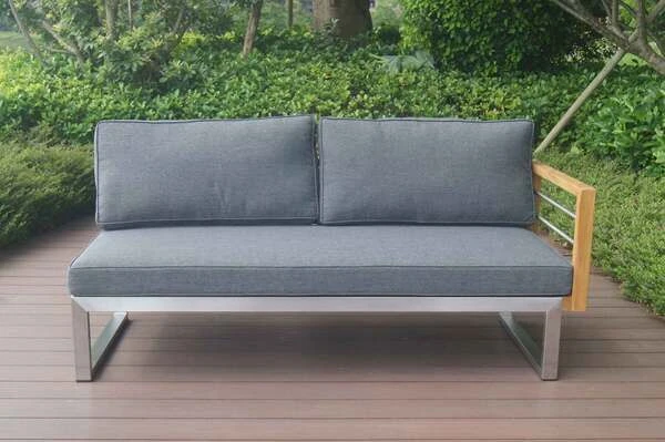 OUTFLEXX Ecklounge, Natur/grau, Edelstahl/Teak, 5 Personen, Inklusive Sessel Und Multifunktionstisch 100 X 70 Cm, Lehne Links 8 OUTFLEXX Ecklounge, Natur/grau, Edelstahl/Teak, 5 Personen, Inklusive Sessel Und Multifunktionstisch 100 X 70 Cm, Lehne Links – Bild 8