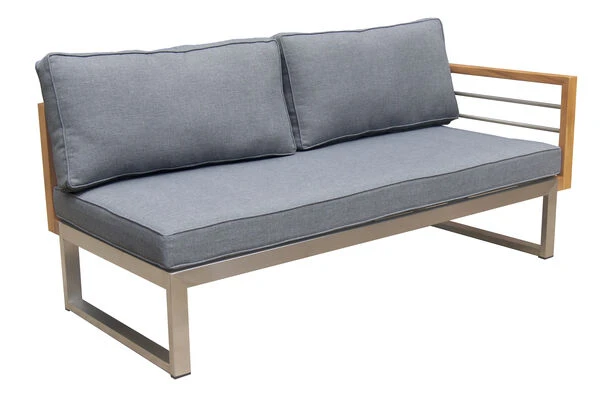OUTFLEXX Ecklounge, Natur/grau, Edelstahl/Teak, 4 Personen, Inklusive Tisch 110 X 60 Cm, Lehne Links 2 OUTFLEXX Ecklounge, Natur/grau, Edelstahl/Teak, 4 Personen, Inklusive Tisch 110 X 60 Cm, Lehne Links – Bild 2