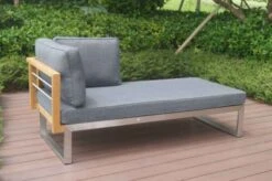 OUTFLEXX Ecklounge, Natur/grau, Edelstahl/Teak, 5 Personen, Inklusive Sessel Und Multifunktionstisch 100 X 70 Cm, Lehne Links 32 OUTFLEXX Ecklounge, Natur/grau, Edelstahl/Teak, 5 Personen, Inklusive Sessel Und Multifunktionstisch 100 X 70 Cm, Lehne Links -Aerocove Gartenlounge Geschaft 21652 2.JPG 1