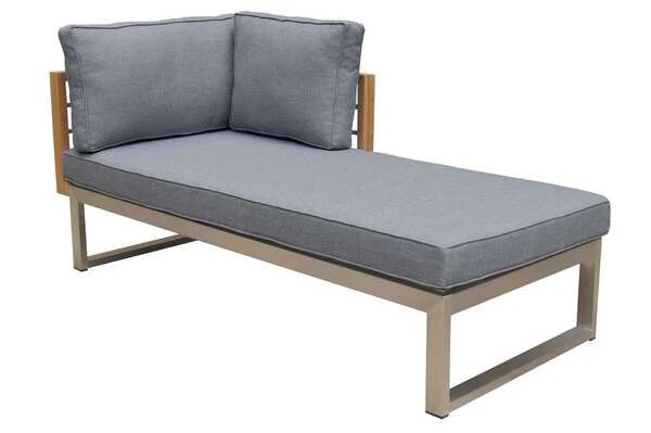 OUTFLEXX Ecklounge, Natur/grau, Edelstahl/Teak, 5 Personen, Inklusive Sessel Und Multifunktionstisch 100 X 70 Cm, Lehne Links 3 OUTFLEXX Ecklounge, Natur/grau, Edelstahl/Teak, 5 Personen, Inklusive Sessel Und Multifunktionstisch 100 X 70 Cm, Lehne Links – Bild 3