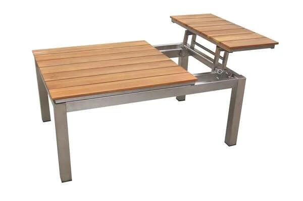 OUTFLEXX Ecklounge, Natur/grau, Edelstahl/Teak, 5 Personen, Inklusive Sessel Und Multifunktionstisch 100 X 70 Cm, Lehne Links 6 OUTFLEXX Ecklounge, Natur/grau, Edelstahl/Teak, 5 Personen, Inklusive Sessel Und Multifunktionstisch 100 X 70 Cm, Lehne Links – Bild 6