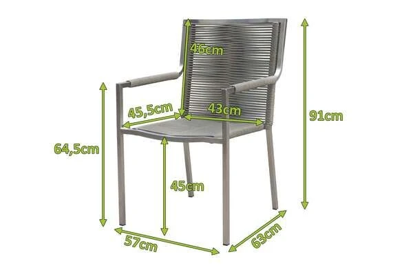 OUTFLEXX Stapelsessel, Grau, Edelstahl / Rope, 63x57x91 Cm 5 OUTFLEXX Stapelsessel, Grau, Edelstahl / Rope, 63x57x91 Cm – Bild 5