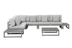 OUTFLEXX Willis Loungemöbel, Hellgrau, Alu/Holzimitat/Polyester, 5-6 Personen, Inkl. 2x Loungetisch, 1x Beistelltisch -Aerocove Gartenlounge Geschaft 21820 3.jpg