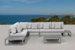 OUTFLEXX Willis Loungemöbel, Hellgrau, Alu/Holzimitat/Polyester, 5-6 Personen, Inkl. 2x Loungetisch, 1x Beistelltisch -Aerocove Gartenlounge Geschaft 21820 4.jpg