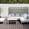 OUTFLEXX Willis Loungemöbel, Hellgrau, Alu/Polyester, 4-5 Personen, Mit Faltbarem Dach, Inkl. Loungetisch Und Hocker