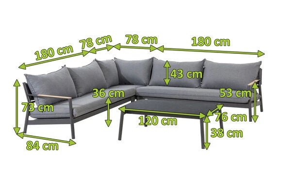 OUTFLEXX Monti Ecklounge, Dunkelgrau, Alu/FSC®-Teakholz/Polyester, 4-5 Personen, Inkl. Loungetisch Und Polster 5 OUTFLEXX Monti Ecklounge, Dunkelgrau, Alu/FSC®-Teakholz/Polyester, 4-5 Personen, Inkl. Loungetisch Und Polster – Bild 5