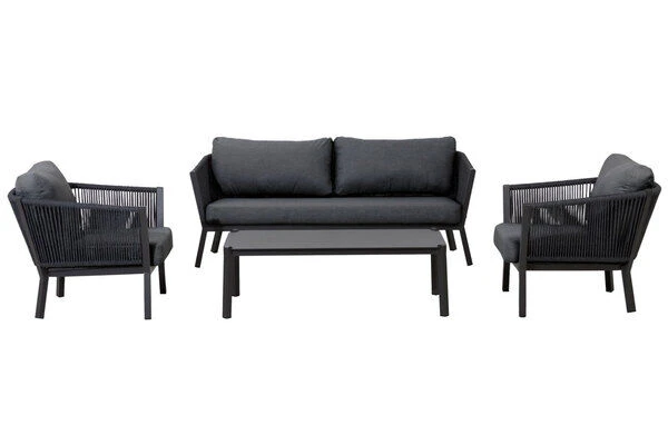 OUTFLEXX Meria Loungemöbel, Dunkelgrau, Alu/Rope/Polyester, Für 4 Personen, Inkl. Loungetisch Und Polster 2 OUTFLEXX Meria Loungemöbel, Dunkelgrau, Alu/Rope/Polyester, Für 4 Personen, Inkl. Loungetisch Und Polster – Bild 2