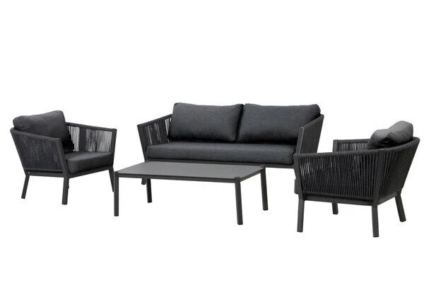 OUTFLEXX Meria Loungemöbel, Dunkelgrau, Alu/Rope/Polyester, Für 4 Personen, Inkl. Loungetisch Und Polster 3 OUTFLEXX Meria Loungemöbel, Dunkelgrau, Alu/Rope/Polyester, Für 4 Personen, Inkl. Loungetisch Und Polster – Bild 3