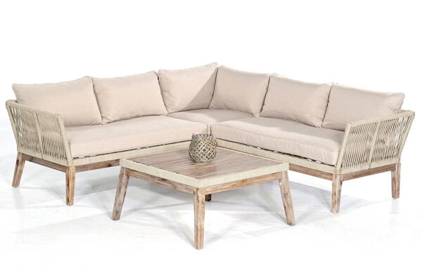 SUNNY SMART Bella Loungemöbel, Sand, Alu/Akazienholz/Polyrope, Inkl. Dekokissen, Inkl. Polster 2 SUNNY SMART Bella Loungemöbel, Sand, Alu/Akazienholz/Polyrope, Inkl. Dekokissen, Inkl. Polster – Bild 2