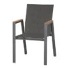 SIENA GARDEN Gomera II Stapelsessel, Matt Graphit, Alu/FSC-Teak/Texfabric, 63,5x57x87,5 Cm