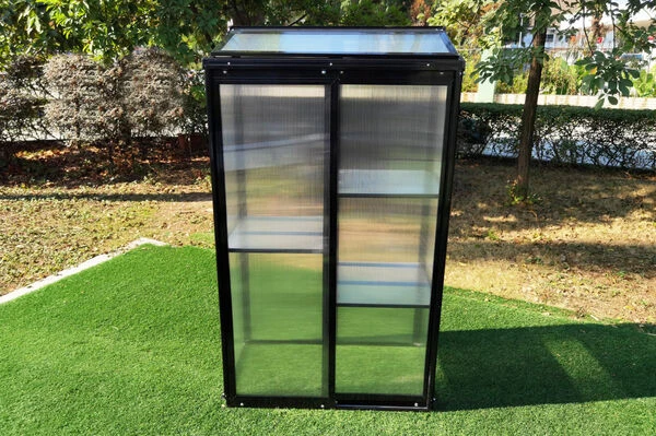 OUTFLEXX Gewächshaus, Schwarz, Alu/Polycarbonat, 91x51x168cm, Pulverbeschichtet 2 OUTFLEXX Gewächshaus, Schwarz, Alu/Polycarbonat, 91x51x168cm, Pulverbeschichtet – Bild 2