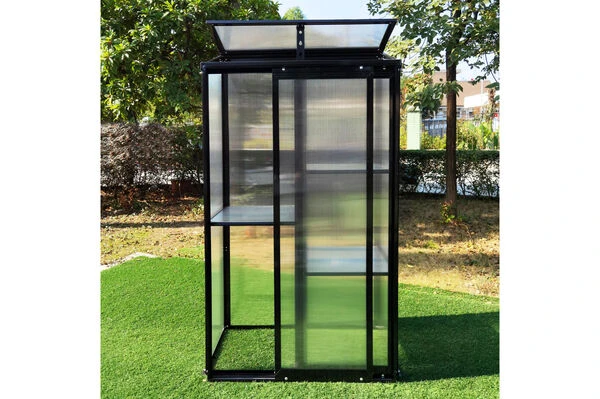 OUTFLEXX Gewächshaus, Schwarz, Alu/Polycarbonat, 91x51x168cm, Pulverbeschichtet 3 OUTFLEXX Gewächshaus, Schwarz, Alu/Polycarbonat, 91x51x168cm, Pulverbeschichtet – Bild 3