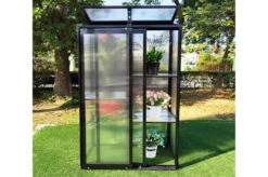 OUTFLEXX Gewächshaus, Schwarz, Alu/Polycarbonat, 91x51x168cm, Pulverbeschichtet