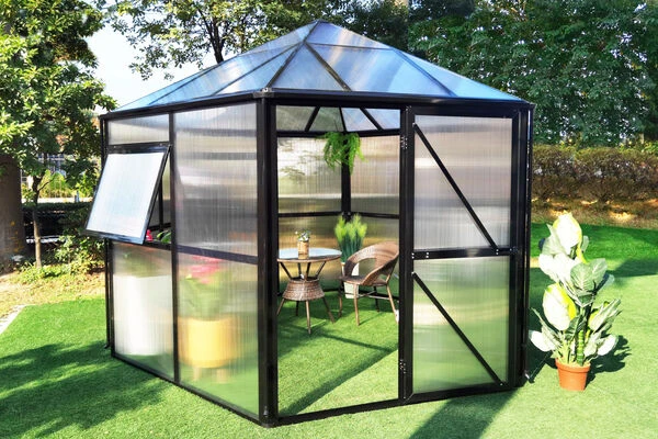 OUTFLEXX Gewächshaus, Schwarz, Alu/Polycarbonat, 309x355x272cm, Pulverbeschichtet 1 OUTFLEXX Gewächshaus, Schwarz, Alu/Polycarbonat, 309x355x272cm, Pulverbeschichtet