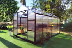 OUTFLEXX Gewächshaus, Schwarz, Alu/Polycarbonat, 372x250x228cm, Pulverbeschichtet