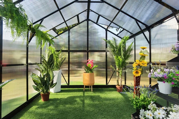 OUTFLEXX Gewächshaus, Schwarz, Alu/Polycarbonat, 372x250x228cm, Pulverbeschichtet 10 OUTFLEXX Gewächshaus, Schwarz, Alu/Polycarbonat, 372x250x228cm, Pulverbeschichtet – Bild 10