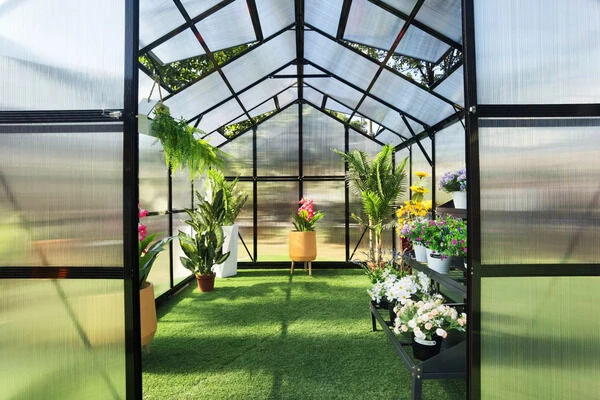 OUTFLEXX Gewächshaus, Schwarz, Alu/Polycarbonat, 372x250x228cm, Pulverbeschichtet 11 OUTFLEXX Gewächshaus, Schwarz, Alu/Polycarbonat, 372x250x228cm, Pulverbeschichtet – Bild 11