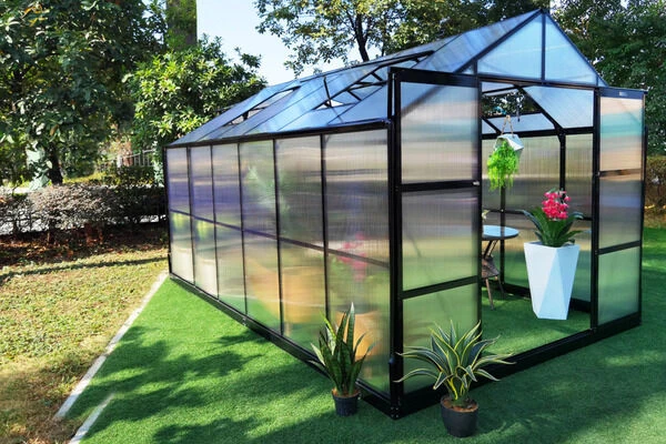 OUTFLEXX Gewächshaus, Schwarz, Alu/Polycarbonat, 372x250x228cm, Pulverbeschichtet 2 OUTFLEXX Gewächshaus, Schwarz, Alu/Polycarbonat, 372x250x228cm, Pulverbeschichtet – Bild 2