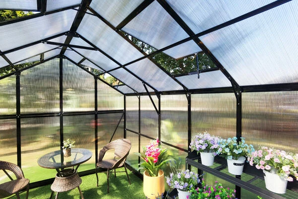 OUTFLEXX Gewächshaus, Schwarz, Alu/Polycarbonat, 433x250x228cm, Pulverbeschichtet 10 OUTFLEXX Gewächshaus, Schwarz, Alu/Polycarbonat, 433x250x228cm, Pulverbeschichtet – Bild 10